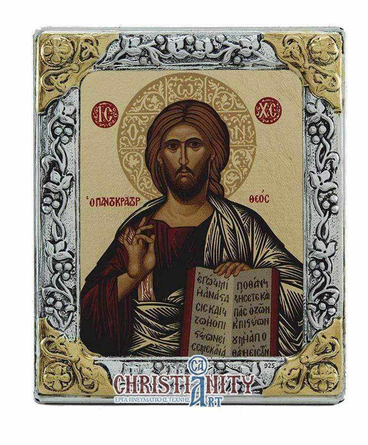 Christ Almighty - Silver image on wood, locally gilded - Mount Athos — Wall reliefs from Christianity Art