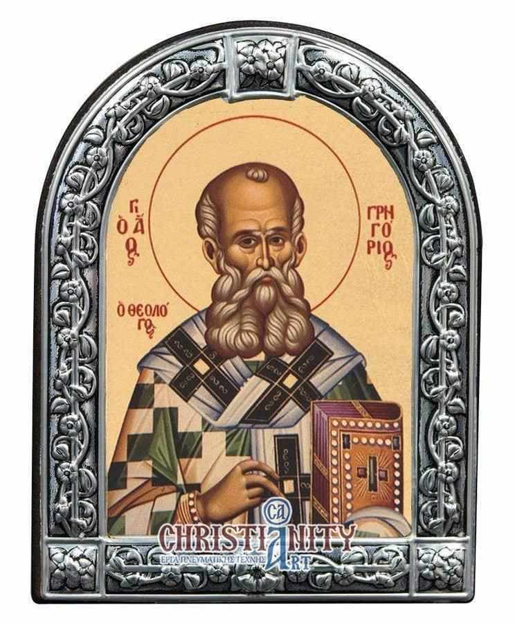 Saint Grigorios - Image on wood with an indelible metal frame - Mount Athos — Wall reliefs from Christianity Art