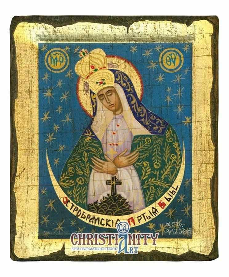 Virgin Mary Deomeni - Handmade icon of hagiography on aged wood - Mount Athos — Paintings from Christianity Art