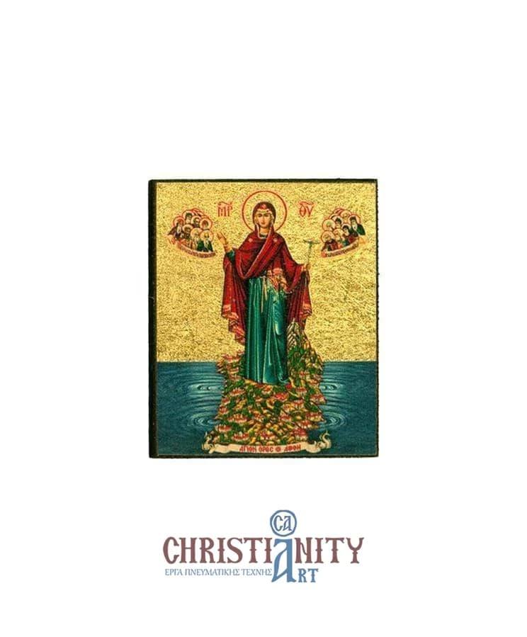 Virgin Mary Athonites - Magnetic image on wood - Mount Athos — Paintings from Christianity Art