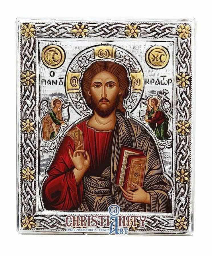 Christ Almighty - Silver image on wood, locally gilded - Mount Athos — Wall reliefs from Christianity Art