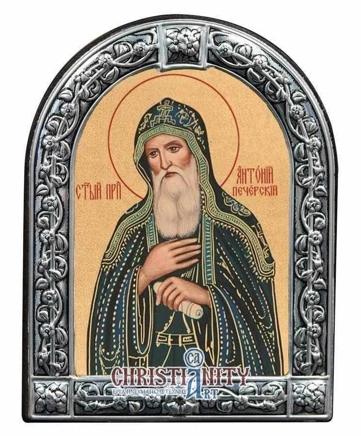 Saint Antonios - Image on wood with an indelible metal frame - Mount Athos — Wall reliefs from Christianity Art