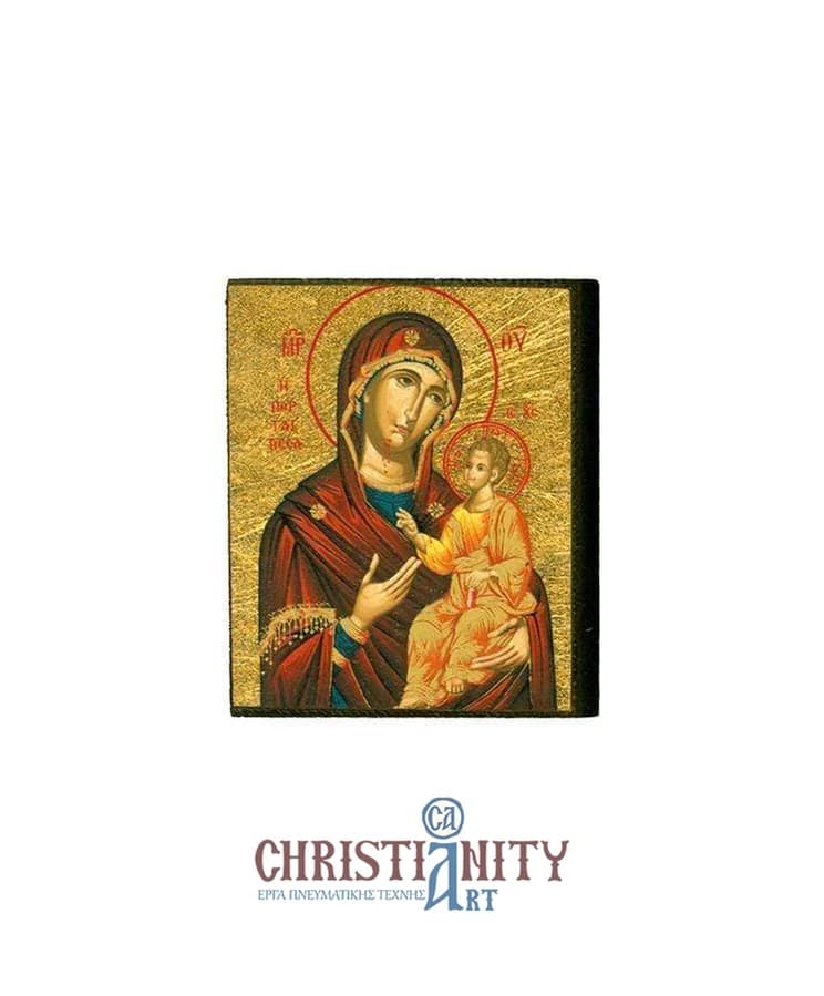 Virgin Mary Portaitissa - Magnetic image on wood - Mount Athos — Paintings from Christianity Art