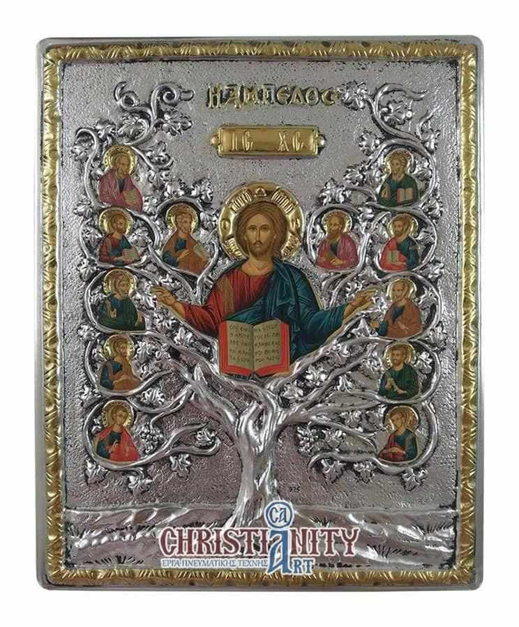 The Vineyard - Silver image in wood, locally gilded - Mount Athos — Wall reliefs from Christianity Art