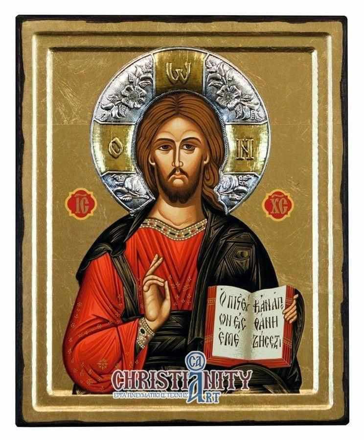 Jesus Christ Kazan - Engraved wooden image with silver halo - Mount Athos — Paintings from Christianity Art
