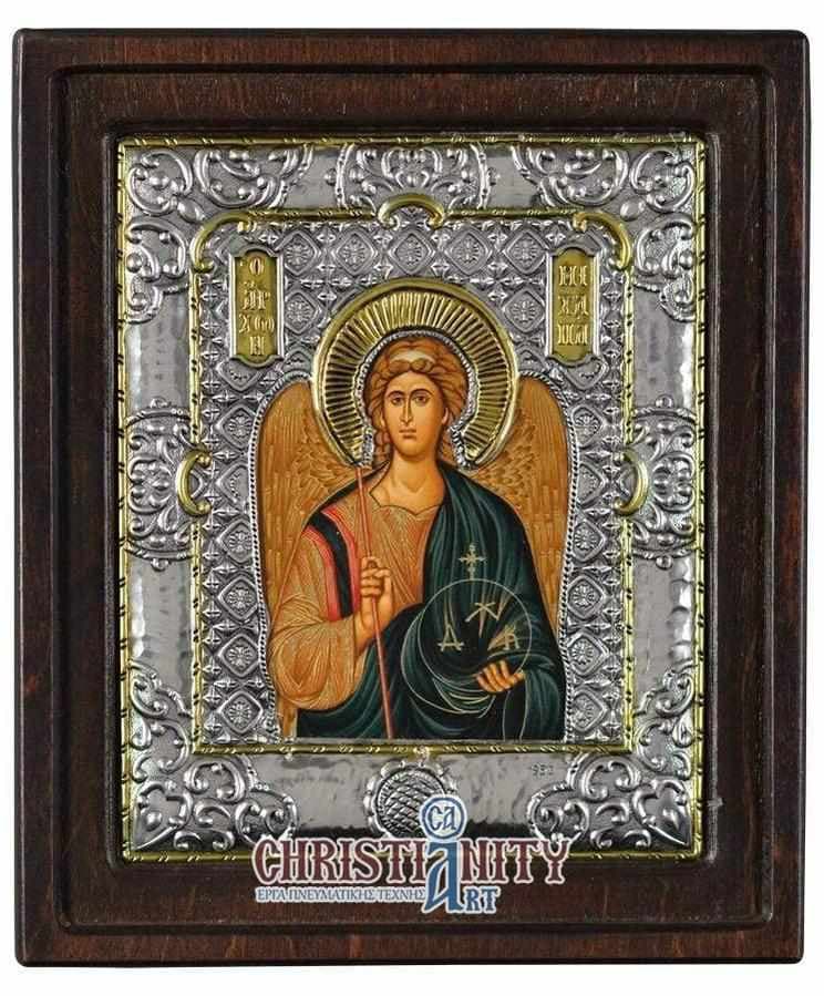 Archangel Michael - Silver image in wood, locally gilded - Mount Athos — Wall reliefs from Christianity Art
