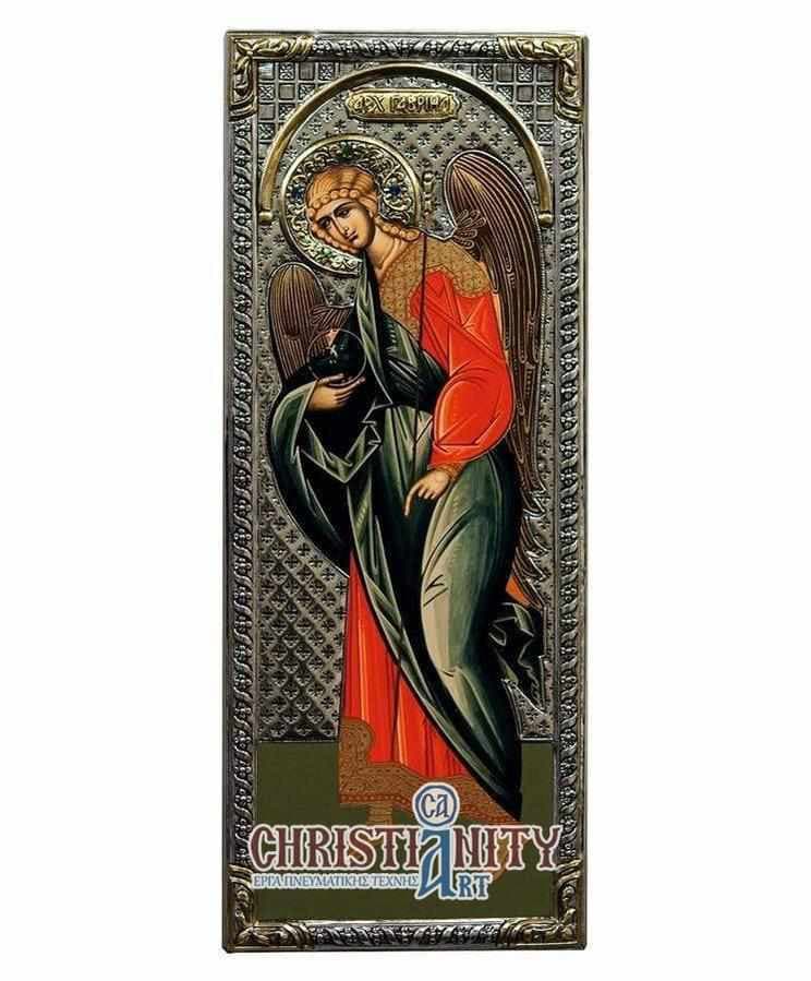 Archangel Gabriel - Silver image in wood, locally gilded - Mount Athos — Wall reliefs from Christianity Art