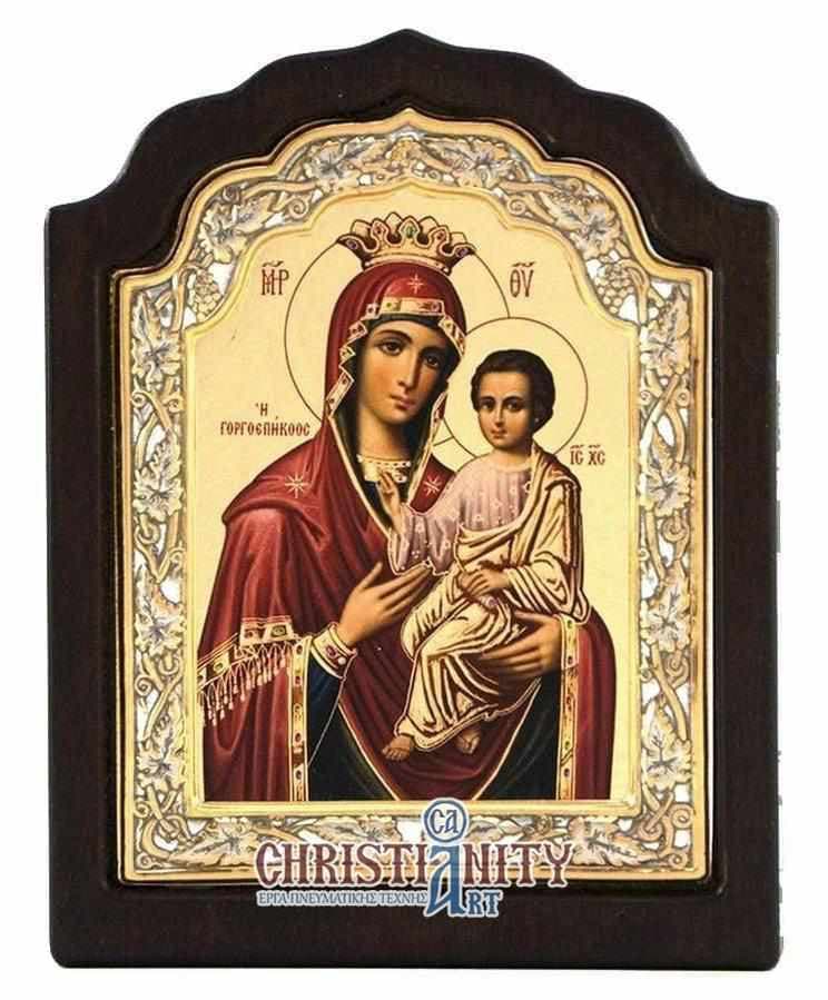 Virgin Mary Gorgoepicos - Silver image in wood, locally gilded - Mount Athos — Wall reliefs from Christianity Art