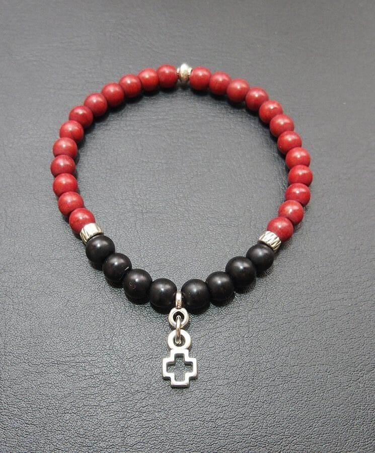Howlite Bead Bracelet with Cross — Bracelets from Christianity Art