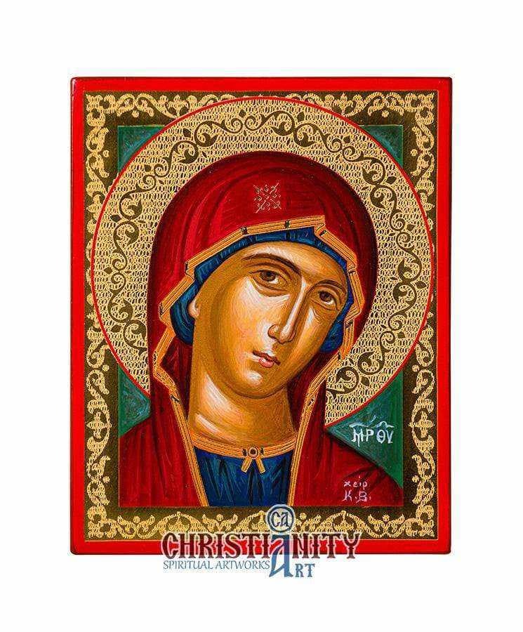 Virgin Mary Vatopediou - Stylvoti 100% handmade image on canvas with gold background 24 carats in specially processed wood - Mount Athos — Paintings from Christianity Art