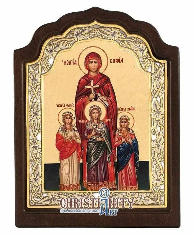 Hagia Sophia - Silver icon on wood, locally gilded - Mount Athos — Wall reliefs from Christianity Art