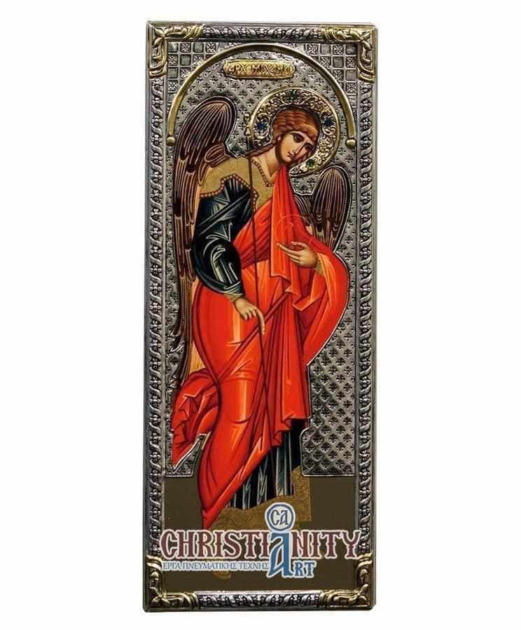 Archangel Michael - Silver image in wood, locally gilded - Mount Athos — Wall reliefs from Christianity Art