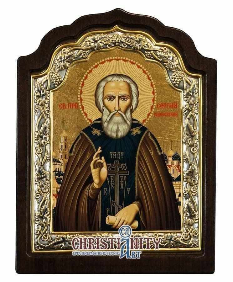 Saint Sergios - Silver image on wood, locally gold plated - Mount Athos — Wall reliefs from Christianity Art