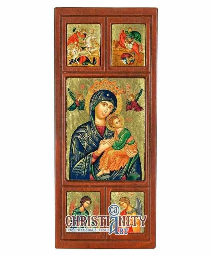 Virgin Mary Permanent Help - Engraved wooden image made on canvas - Mount Athos β Paintings from Christianity Art