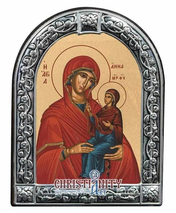 Saint Anna - Image on wood with an indelible metal frame - Mount Athos — Wall reliefs from Christianity Art