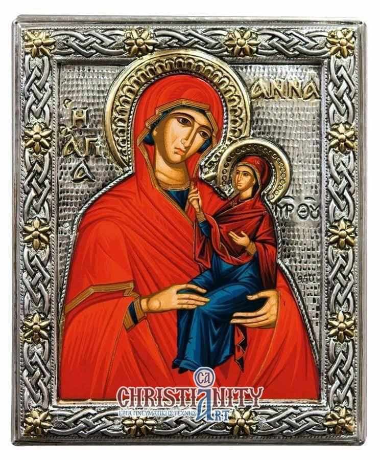 Saint Anna - Silver icon on wood, locally gilded - Mount Athos — Wall reliefs from Christianity Art