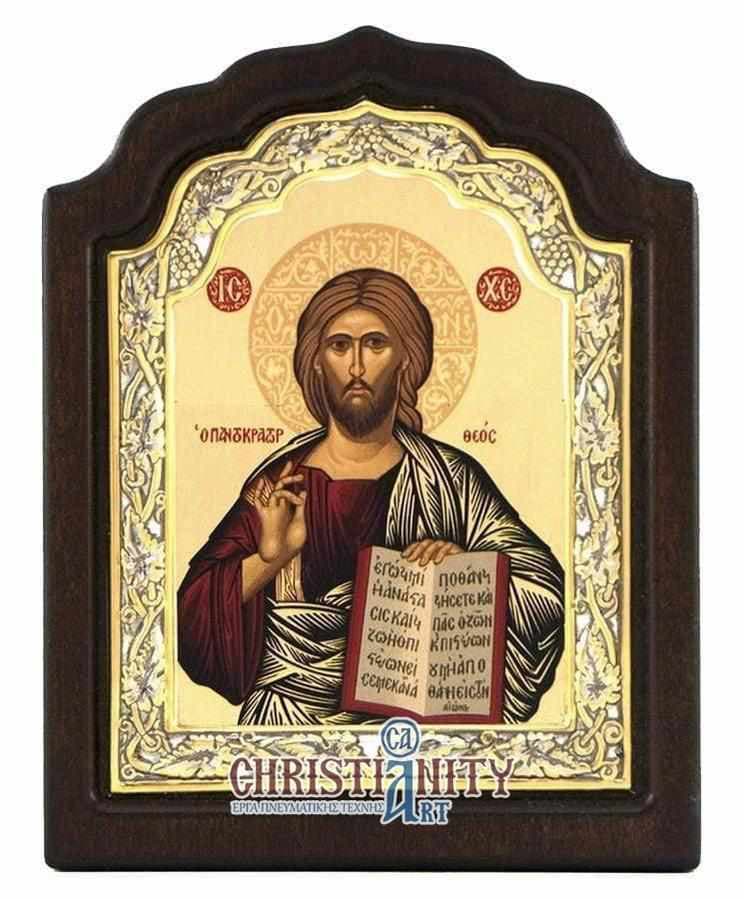 Christ Almighty - Silver image on wood, locally gilded - Mount Athos — Wall reliefs from Christianity Art