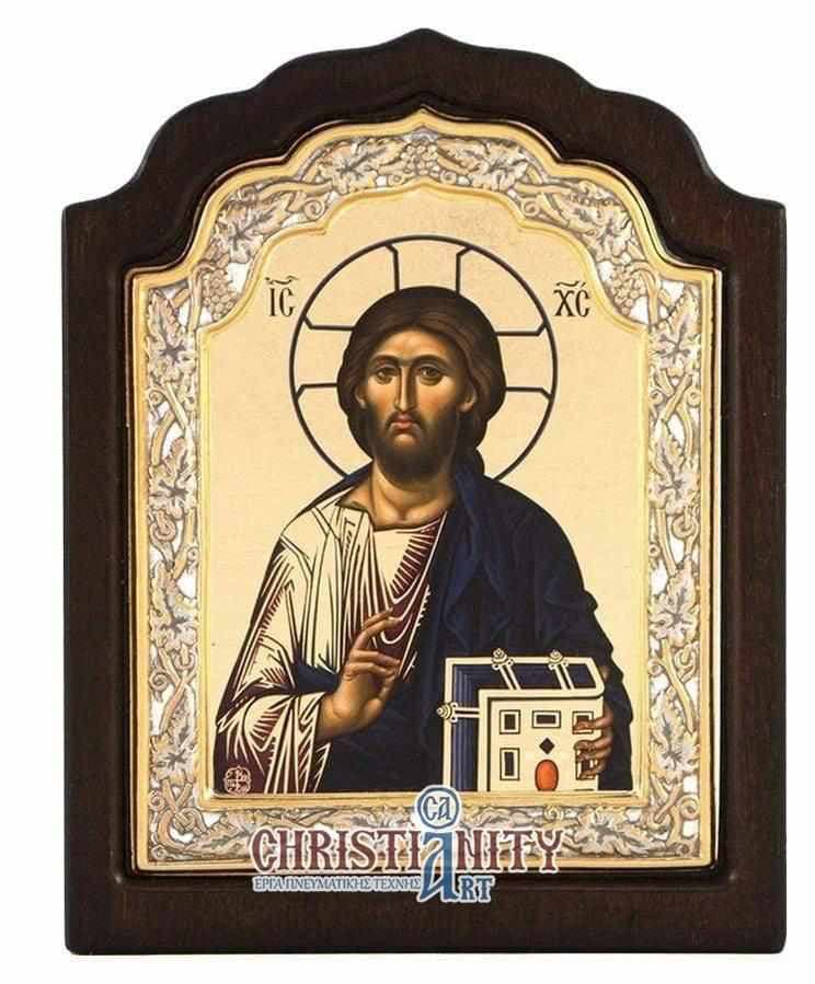 Jesus Christ Holy Monastery of Vatopedi - Silver image on wood, locally gilded - Mount Athos — Wall reliefs from Christianity Art