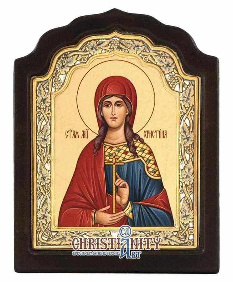 Saint Christina - Silver icon on wood, locally gilded - Mount Athos — Wall reliefs from Christianity Art