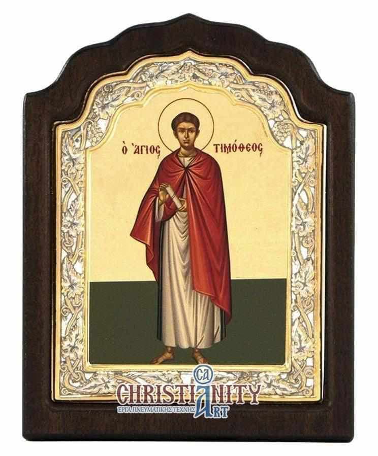 Saint Timothy - Silver image on wood, locally gilded - Mount Athos — Wall reliefs from Christianity Art