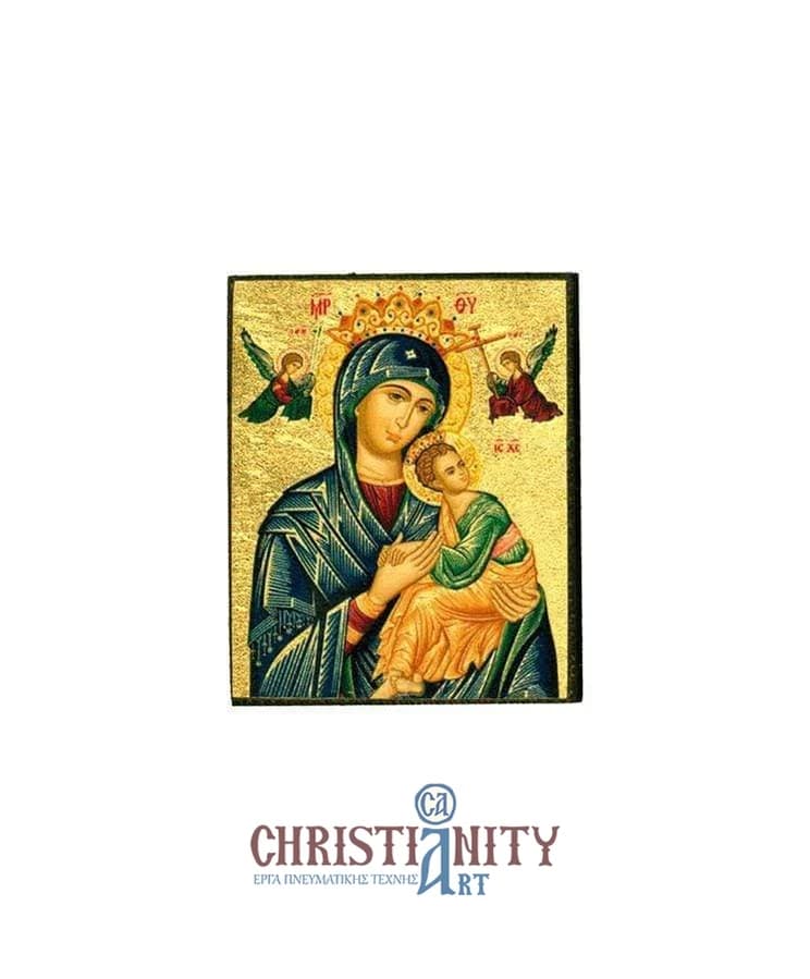 Virgin Mary Permanent Help - Magnetic image on wood - Mount Athos — Paintings from Christianity Art