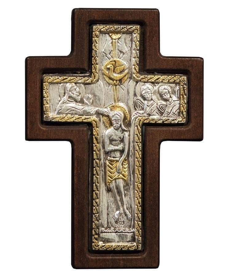 Holy Cross β Silver Cross of Blessing with a Representation of the Baptism of Jesus Christ β Wall reliefs from Christianity Art