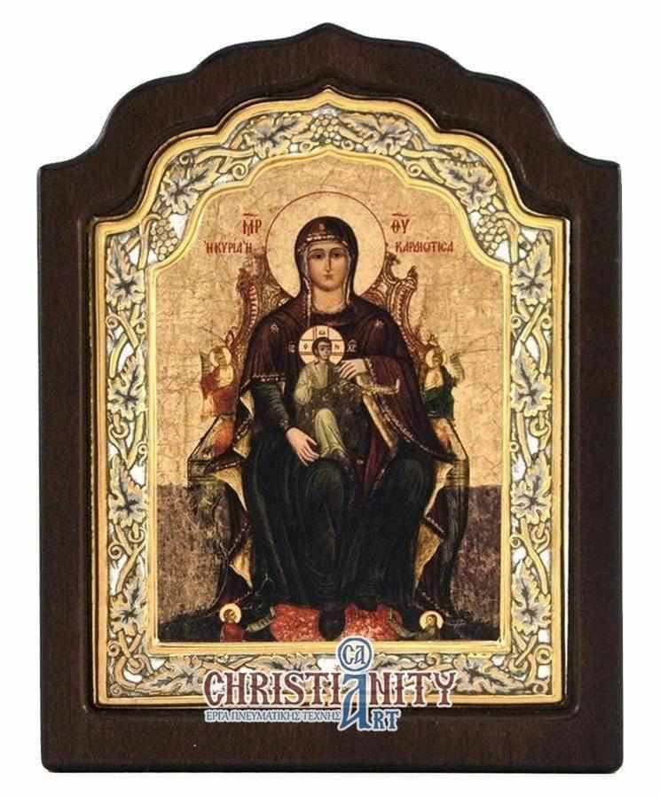 Virgin Mary Kardiotissa - Silver image in wood, locally gilded - Mount Athos — Wall reliefs from Christianity Art