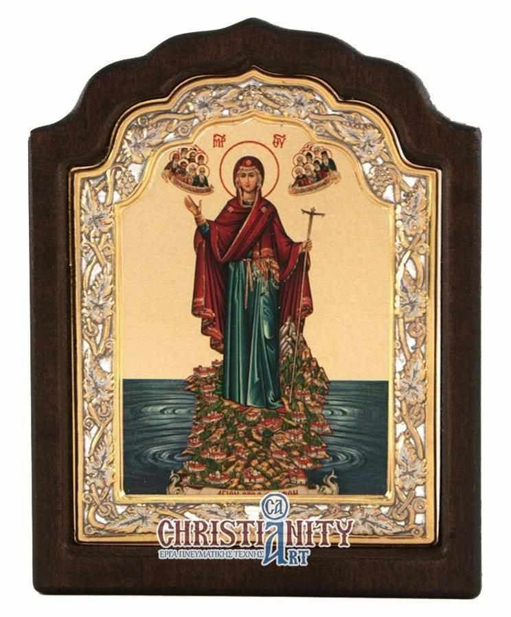 Virgin Mary Athonite - Silver image on wood, locally gold plated - Mount Athos — Wall reliefs from Christianity Art