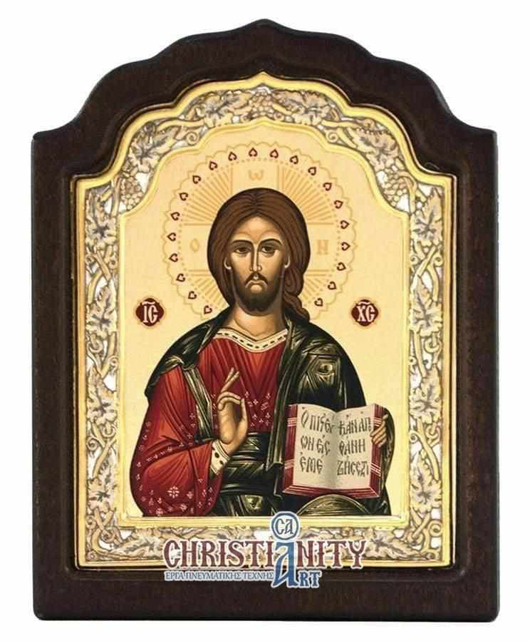 Jesus Christ Kazan - Silver image on wood, locally gilded - Mount Athos — Wall reliefs from Christianity Art