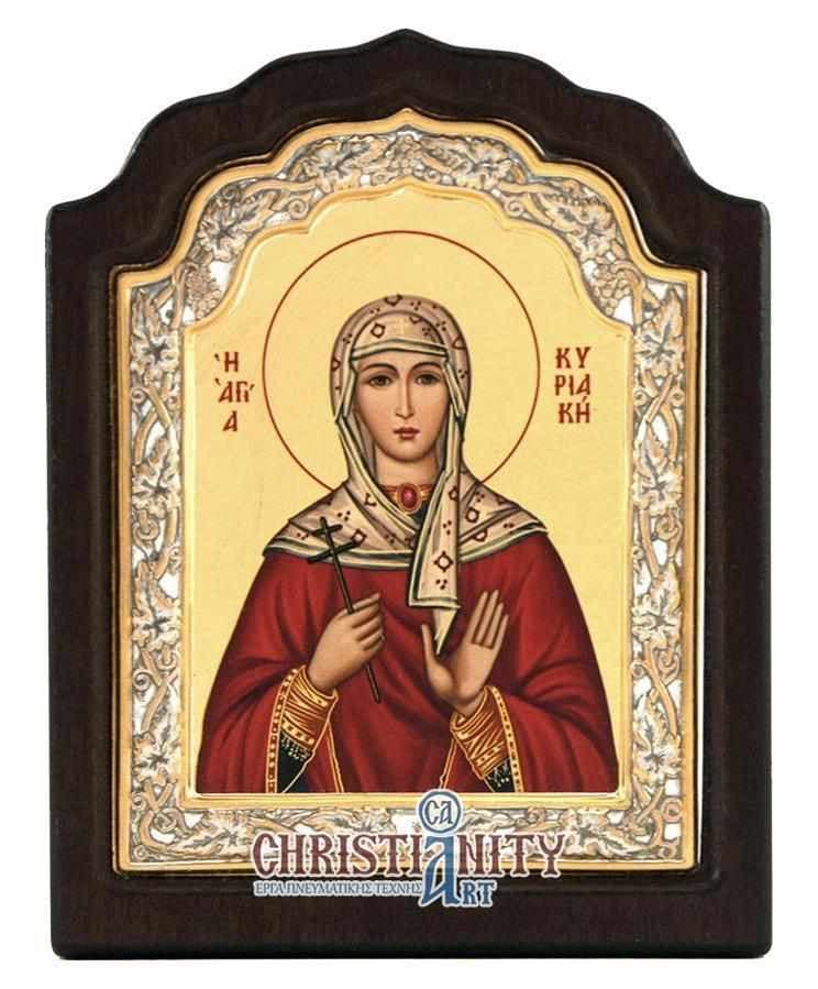 Saint Kyriaki - Silver icon on wood, locally gilded - Mount Athos — Wall reliefs from Christianity Art