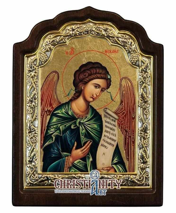 Archangel Michael - Silver image in wood, locally gilded - Mount Athos — Wall reliefs from Christianity Art