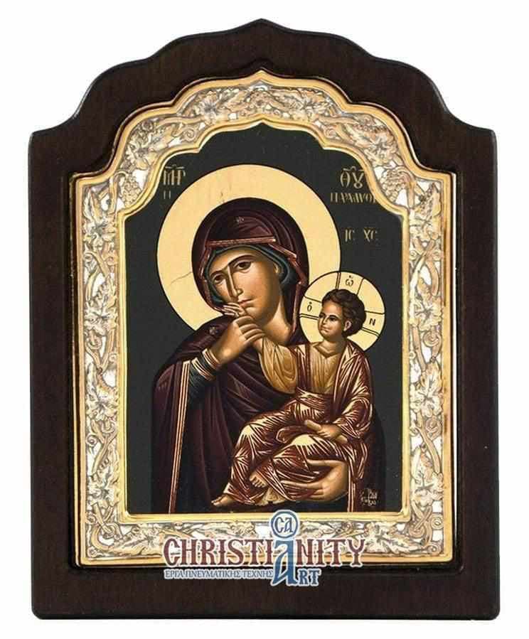 Virgin Mary Paramythia - Silver image on wood, locally gilded - Mount Athos — Wall reliefs from Christianity Art