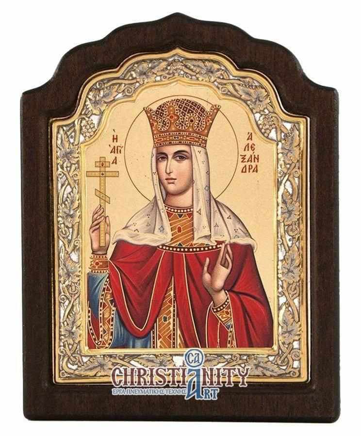 Saint Alexandra - Silver icon on wood, locally gilded - Mount Athos — Wall reliefs from Christianity Art