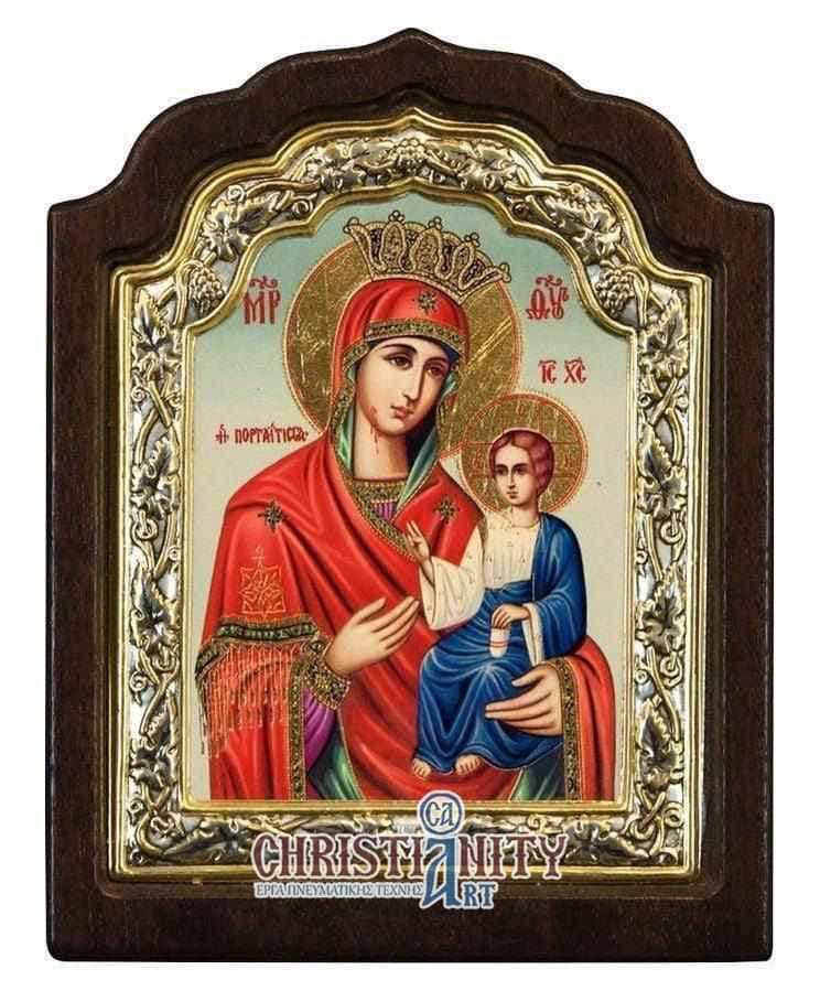Virgin Mary Portaitissa - Silver image on wood, locally gilded - Mount Athos — Wall reliefs from Christianity Art