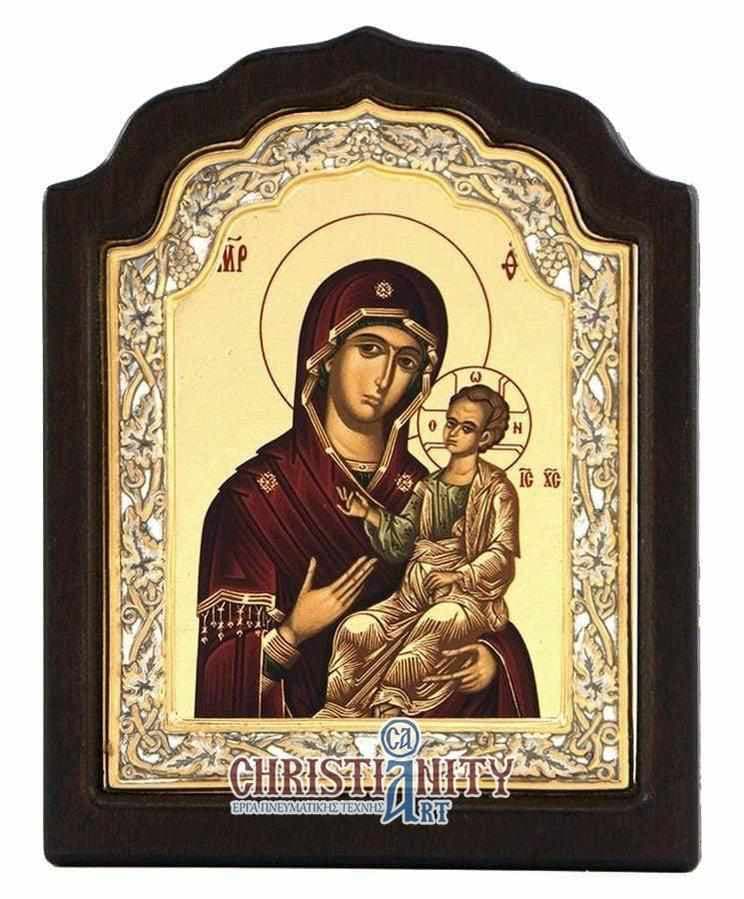 Virgin Mary Guide - Silver image in wood, locally gilded - Mount Athos — Wall reliefs from Christianity Art