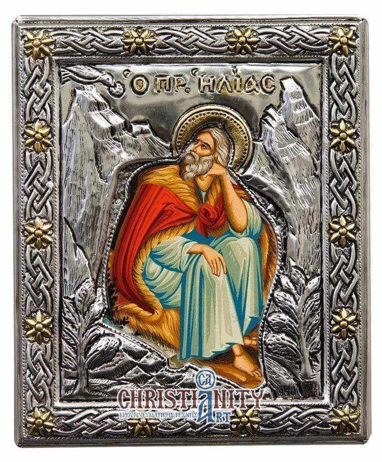 Prophet Elias - Silver image in wood, locally gilded - Mount Athos — Wall reliefs from Christianity Art