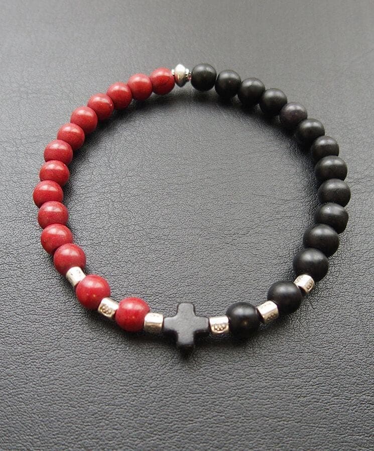 Howlite Bead Bracelet with Cross — Bracelets from Christianity Art