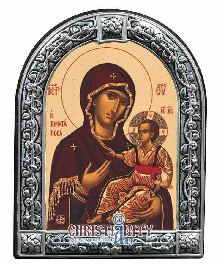 Virgin Mary Stepatariss - Image in wood with indelible metal frame - Mount Athos — Wall reliefs from Christianity Art
