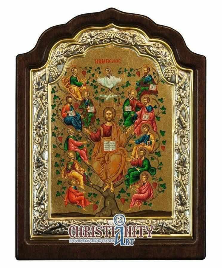 The Vineyard - Silver image in wood, locally gilded - Mount Athos — Wall reliefs from Christianity Art