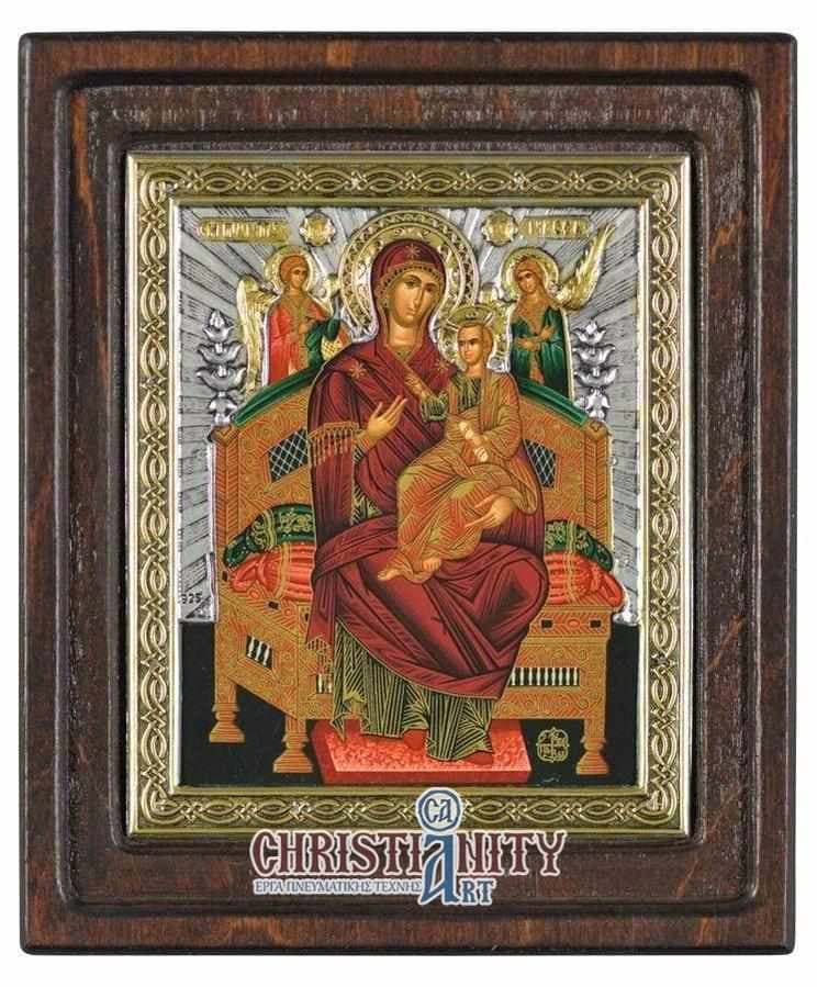 Virgin Mary Pantanassa - Silver image in wood, locally gold plated - Mount Athos β Wall reliefs from Christianity Art