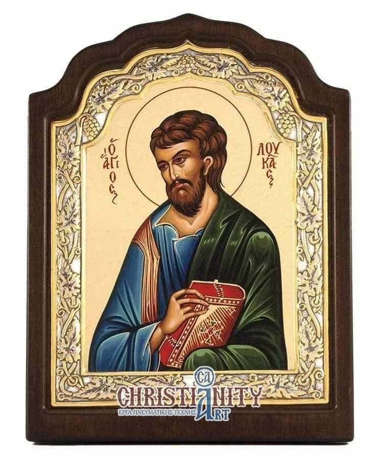 Saint Luke - Silver icon on wood, locally gilded - Mount Athos — Wall reliefs from Christianity Art