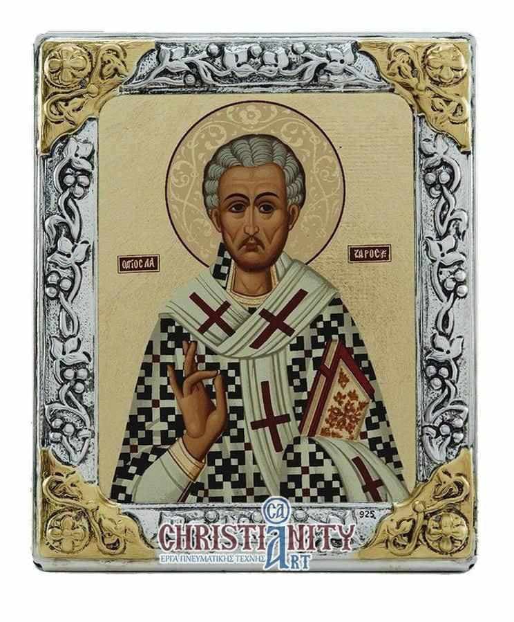 Saint Lazarus - Silver icon on wood, locally gilded - Mount Athos — Wall reliefs from Christianity Art