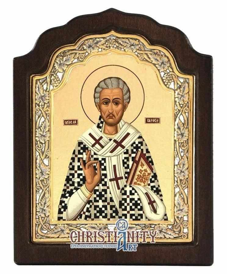 Saint Lazarus - Silver image on wood, locally gold plated - Mount Athos β Wall reliefs from Christianity Art