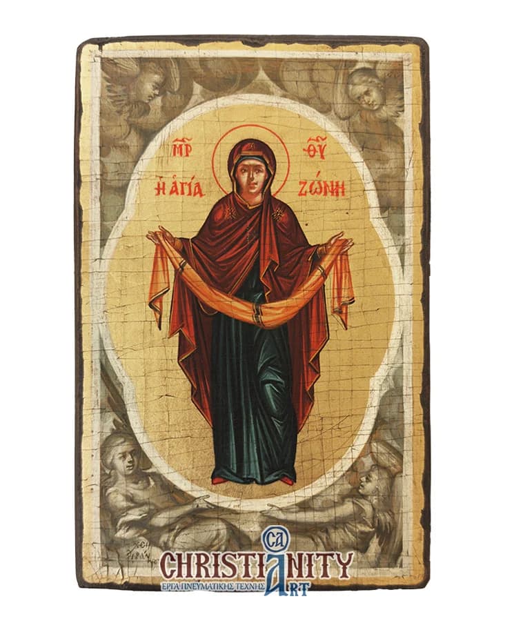 Virgin Mary Saint Zion - Handmade hagiography - Wooden image painted on canvas - Mount Athos β Paintings from Christianity Art