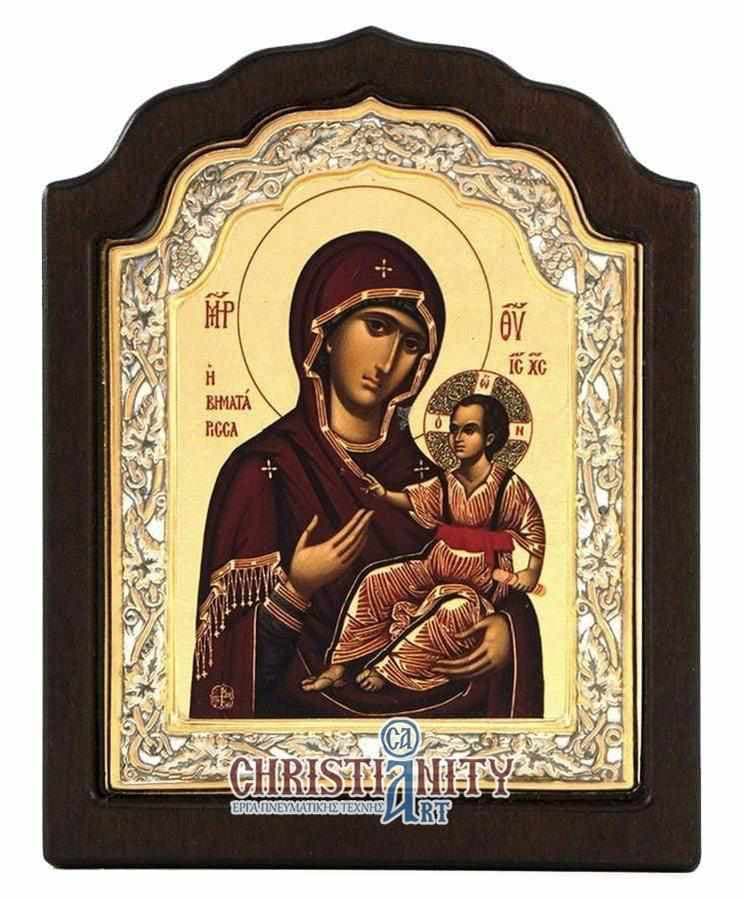 Virgin Mary Pematarisa - Silver image on wood, locally gilded - Mount Athos — Wall reliefs from Christianity Art