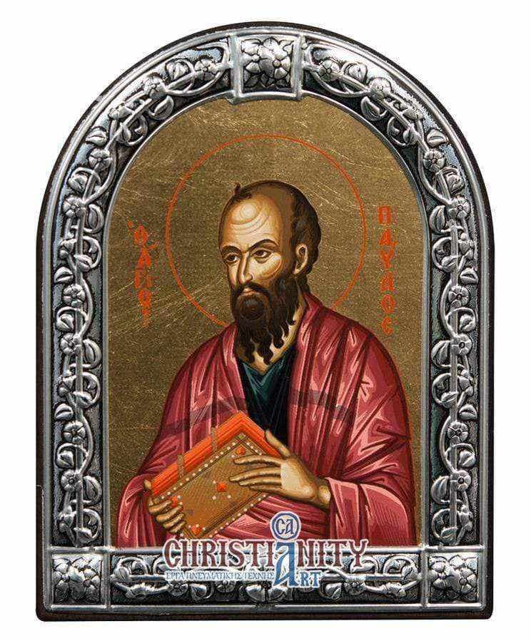 St. Paul - Image in wood with indelible metal frame - Mount Athos — Wall reliefs from Christianity Art