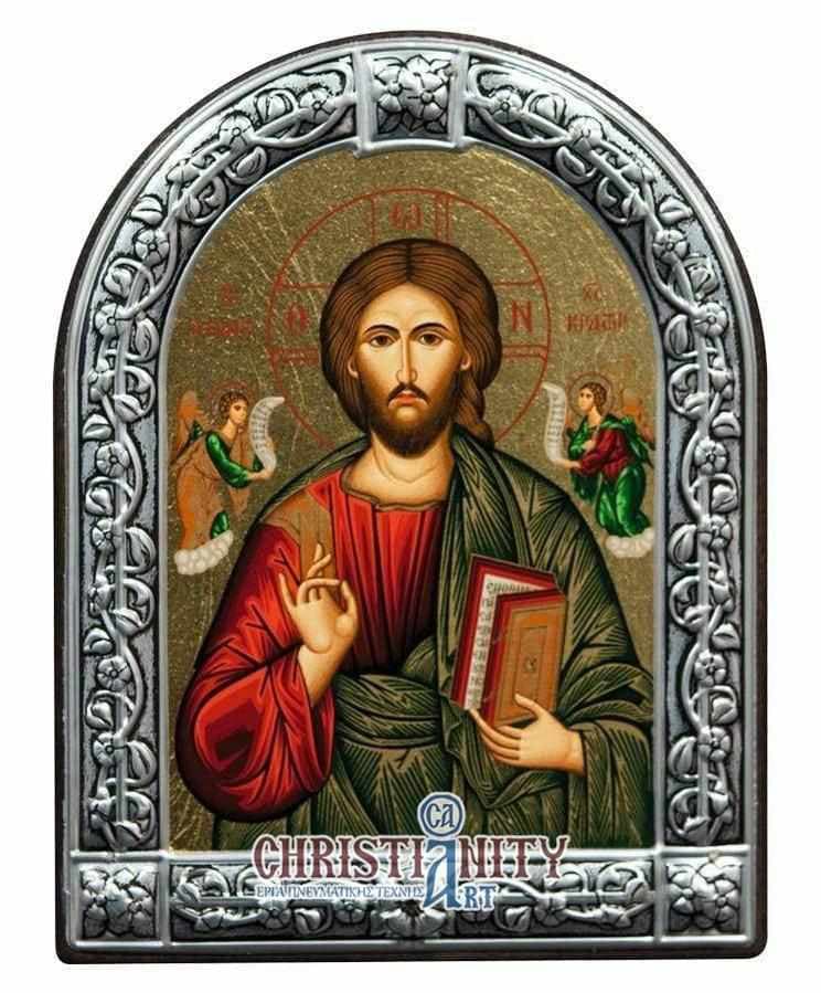 Christ Almighty - Image in wood with indelible metal frame - Mount Athos — Wall reliefs from Christianity Art