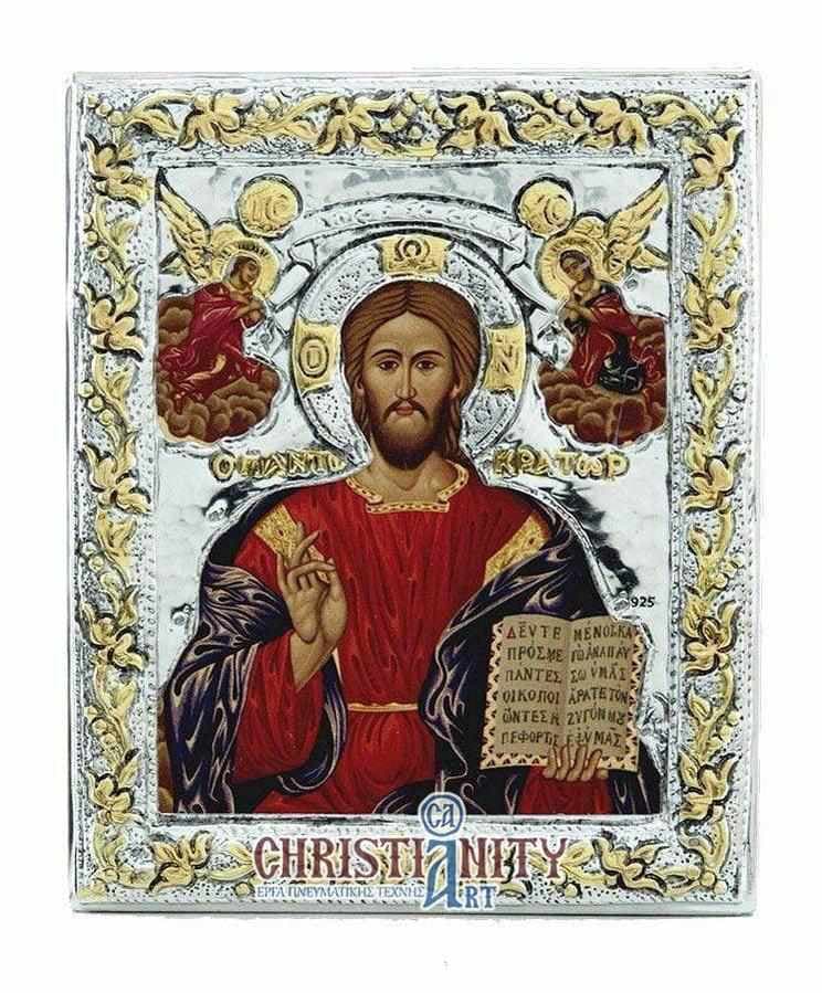 Christ Almighty - Silver image on wood, locally gilded - Mount Athos — Wall reliefs from Christianity Art
