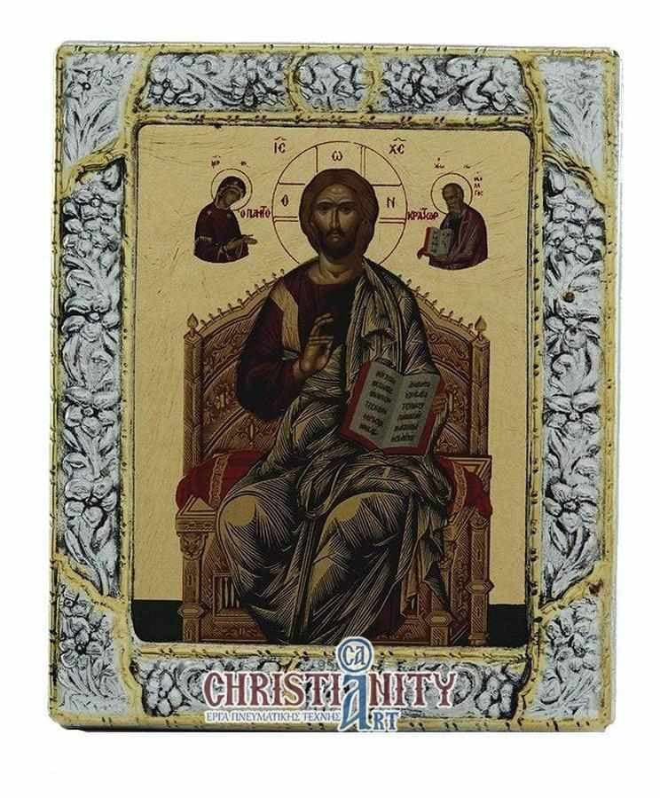 Jesus Christ - Silver image on wood, locally gilded - Mount Athos — Wall reliefs from Christianity Art