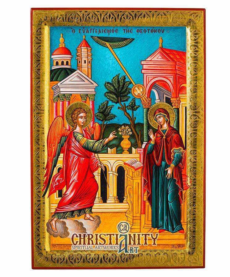 The Evangelism - Stylvable 100% handmade image on canvas with gold background 24 carats in specially processed wood - Mount Athos — Paintings from Christianity Art